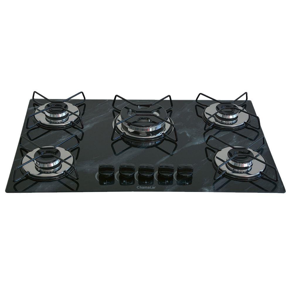 Fogão Cooktop Classic 5 Bocas Tripla Chama Marmorizado Preto