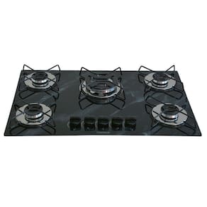 Fogão Cooktop Classic 5 Bocas Tripla Chama Marmorizado Preto