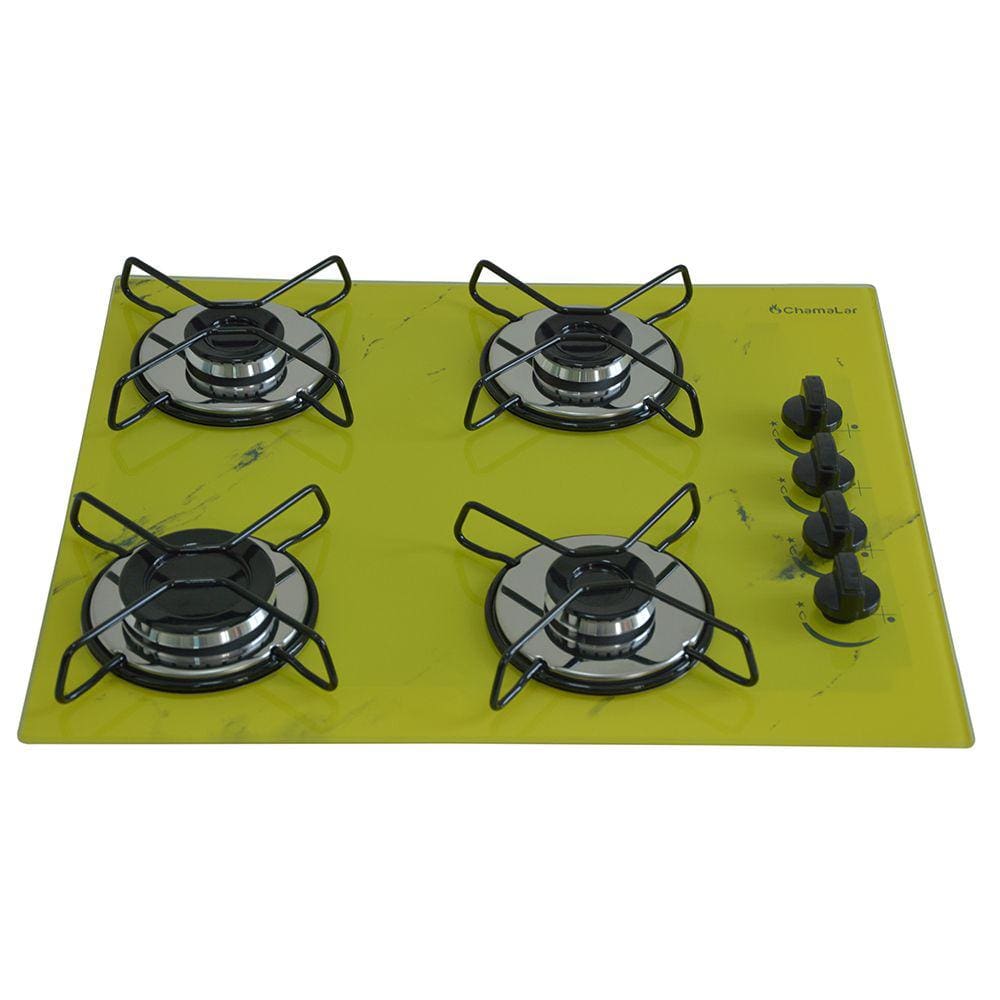 Fogão Cooktop Classic 4 Bocas Ultra Chama Marmorizado Amarelo