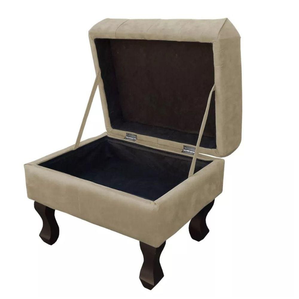 Puff Baú Retrô Luiz XV Capitonê para Sala e Quarto Suede Escolha sua cor - W&D Decor