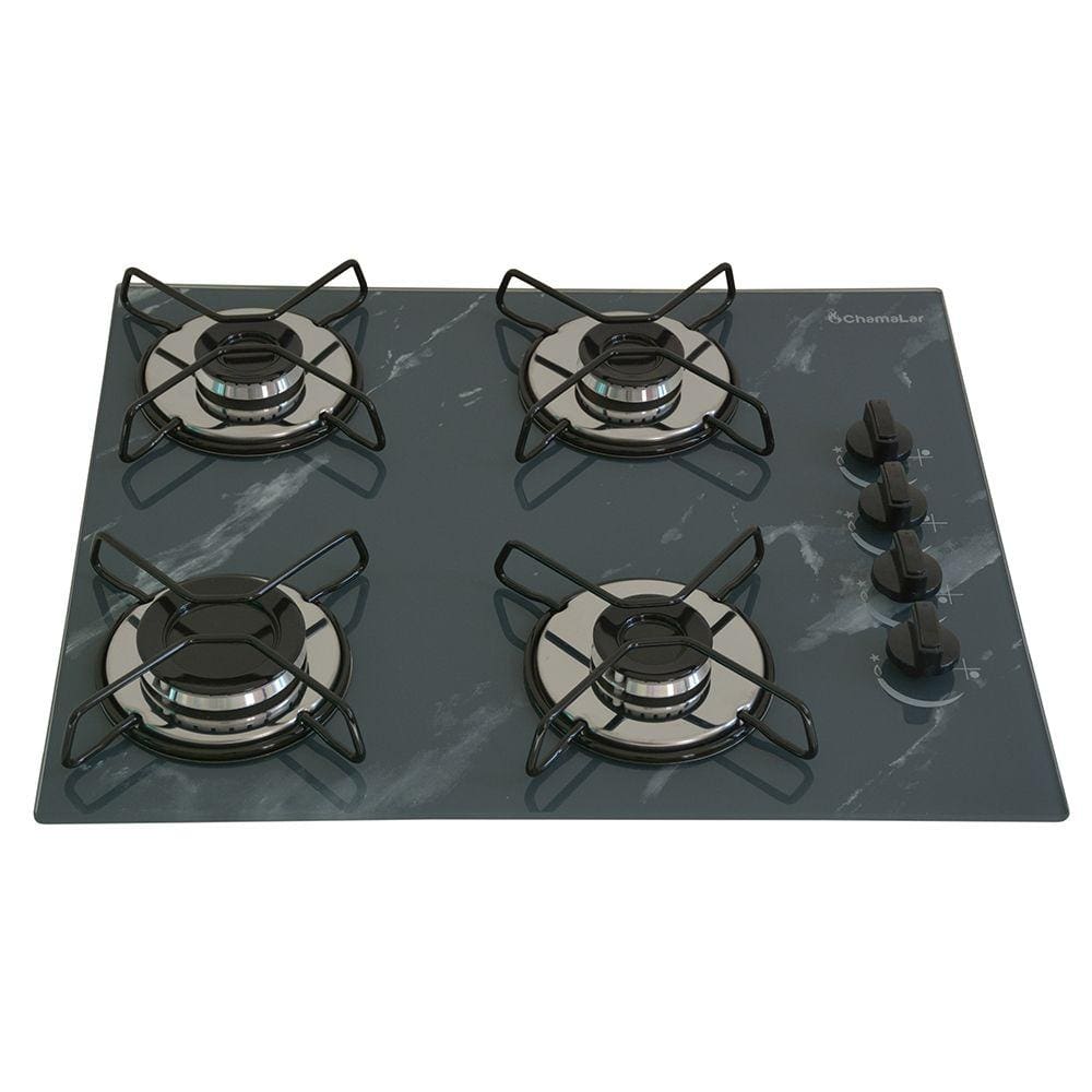 Fogão Cooktop Classic 4 Bocas Ultra Chama Marmorizado Cinza