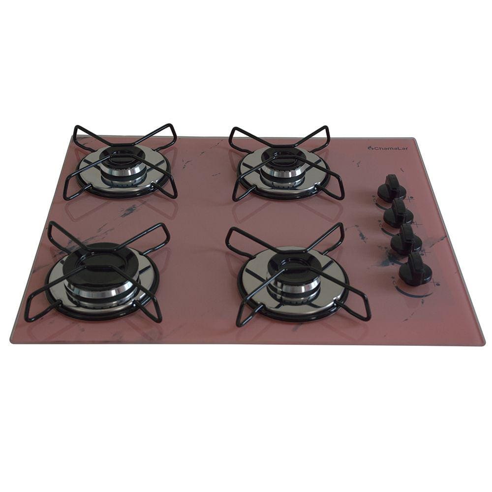 Fogão Cooktop Classic 4 Bocas Ultra Chama Marmorizado Rosa