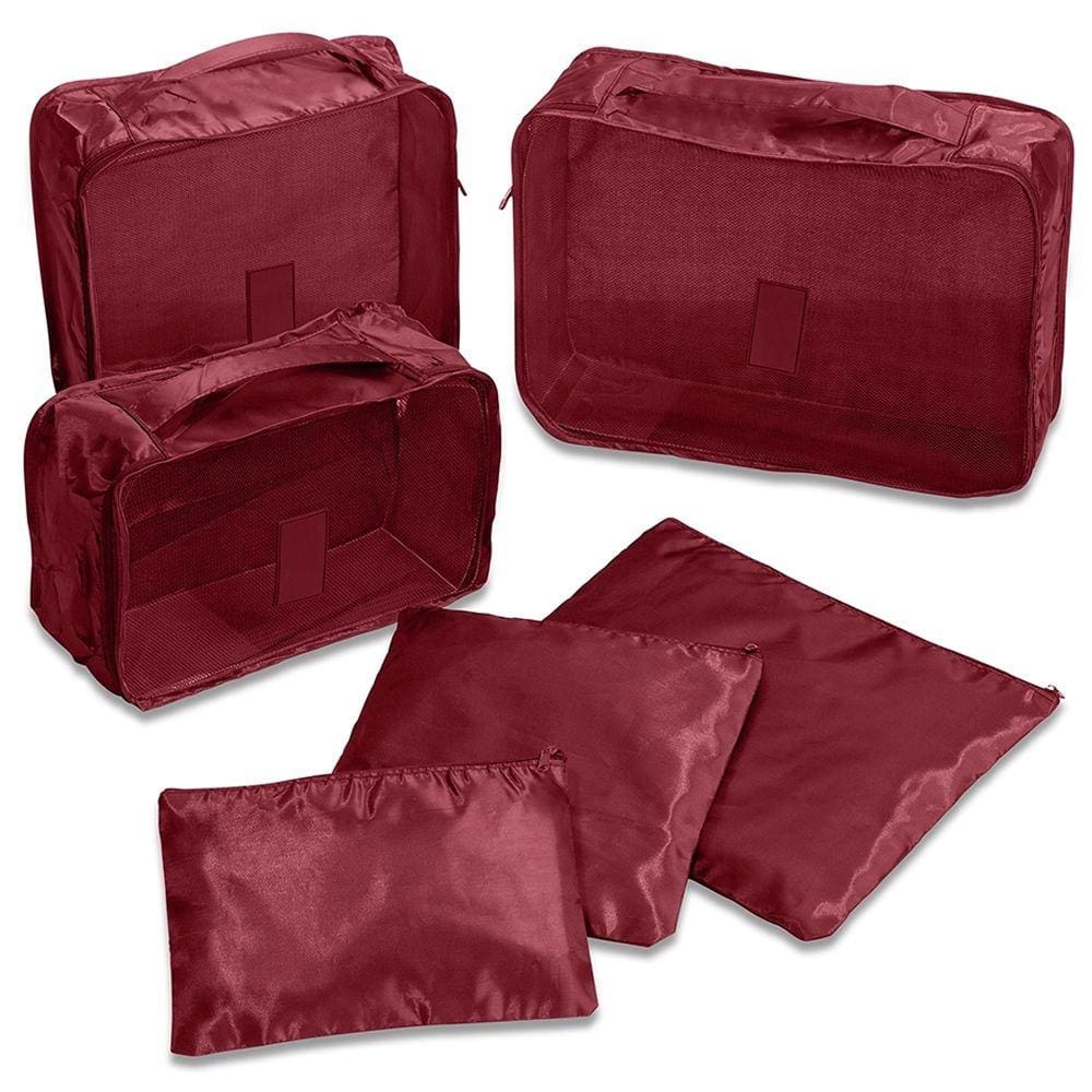 Organizador de Mala Viagem Necessaire Kit 6 Peças Vinho CBRN20461