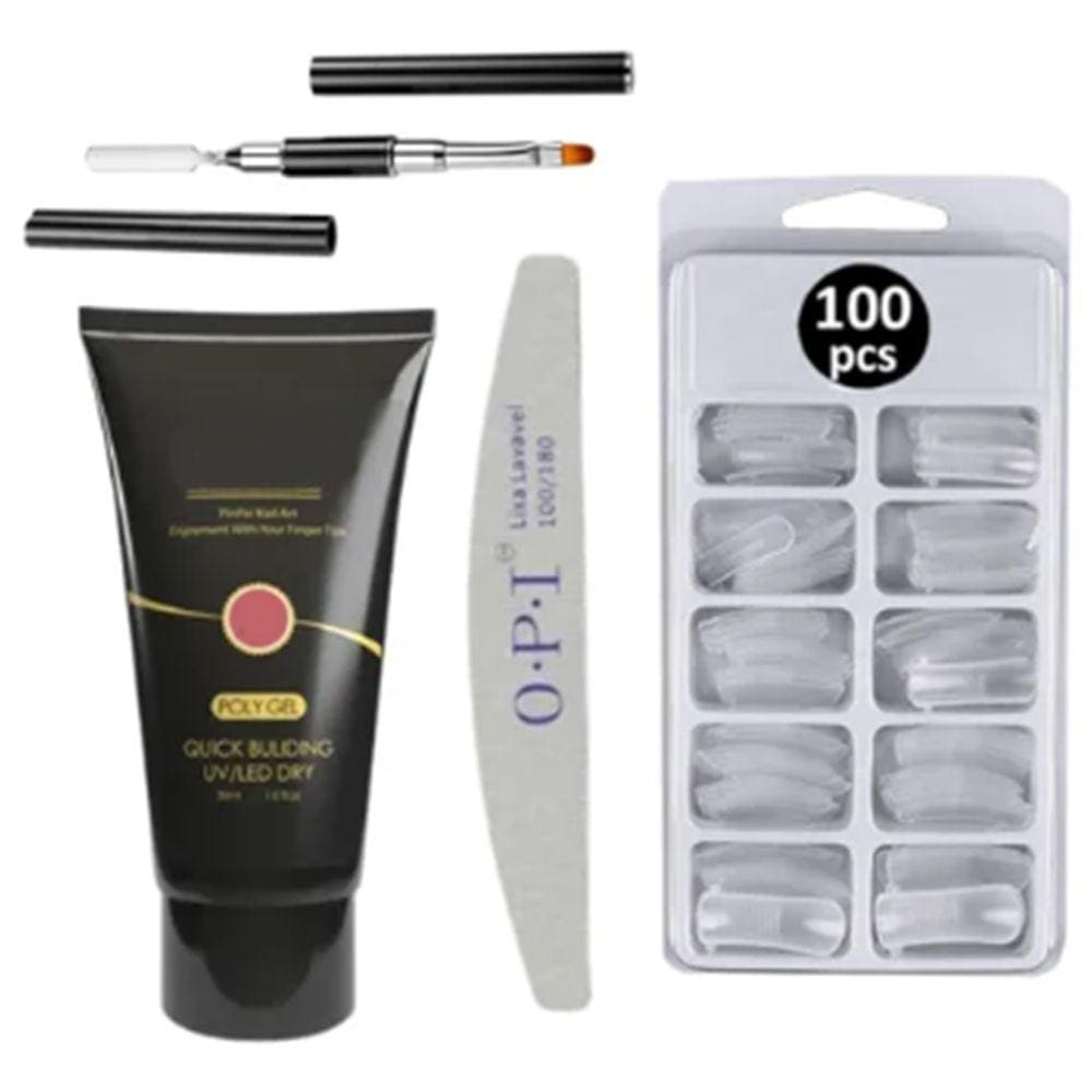 Kit Unha Gel Polygel: Molde F1 + Lixa e Pincel