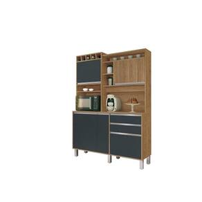 Kit Cozinha Smart 5 Portas Ripado Freijó/Grafite – Vitamov