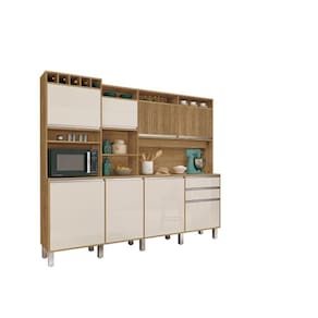 Kit Cozinha Smart 8 Portas Ripado Freijó/Off White – Vitamov