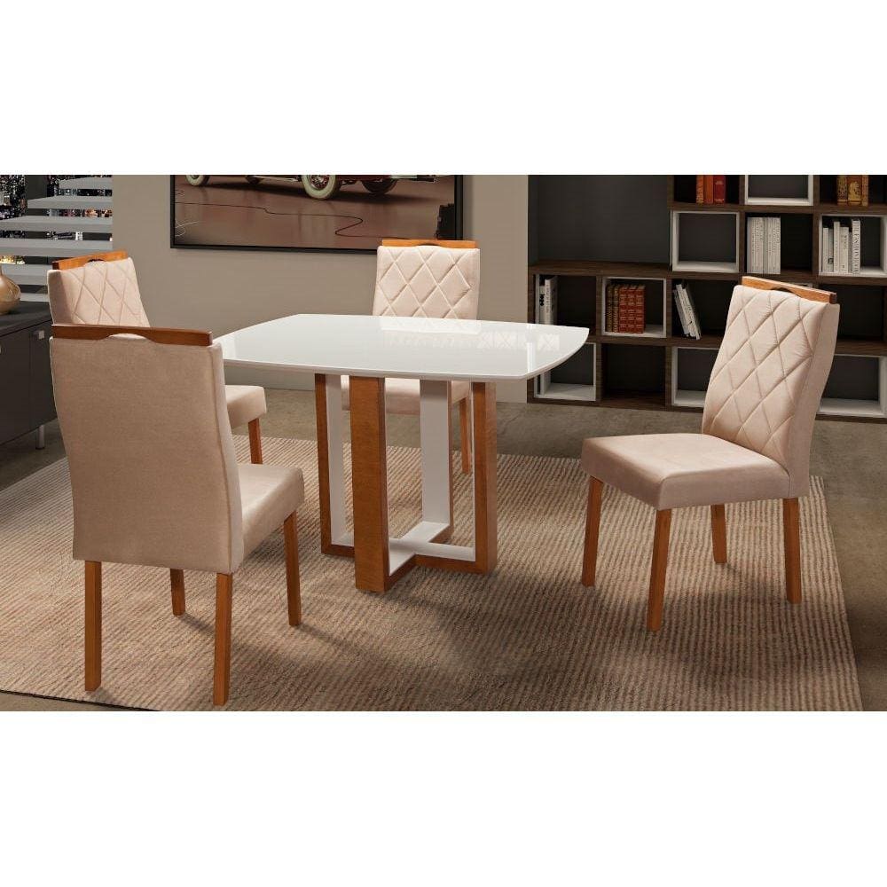 Sala de Jantar Completa com 4 Cadeiras 1,40x0,90 metros - Atlas - Art Salas