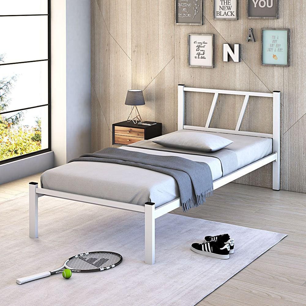 Cama De Ferro Alto Padrão Helena Solteiro Branco