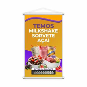 Banner Temos Milkshake Sorvete E Açaí Fone Contato 80X50Cm