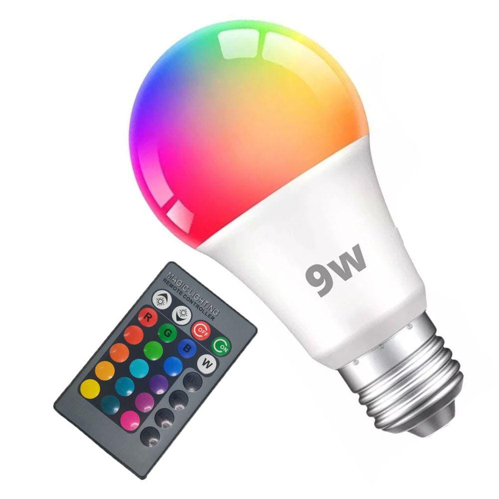 Lampada Led Bulbo 16 Cores RGB 9W Colorida Controle Remoto Luzes Decoraçao E27 Luminaria Abajur Casa Sala Festa Salao Iluminaçao