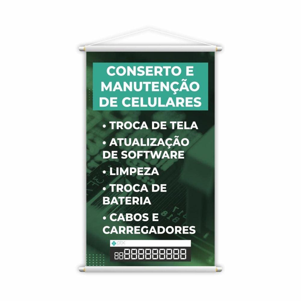 Banner Conserto Manutenção De Celulares Número Pix 80X50Cm
