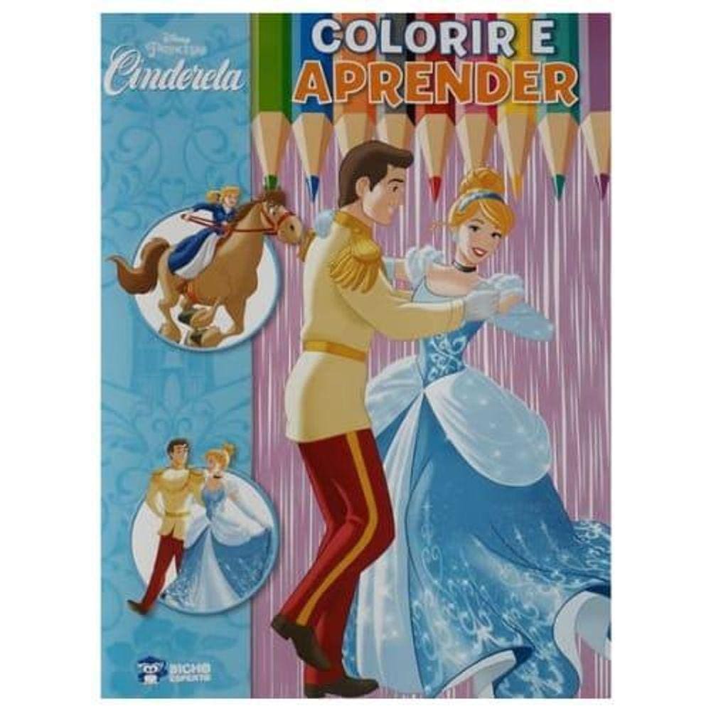Livro Infantil Colorir E Aprender Disney Princesas Cinderela