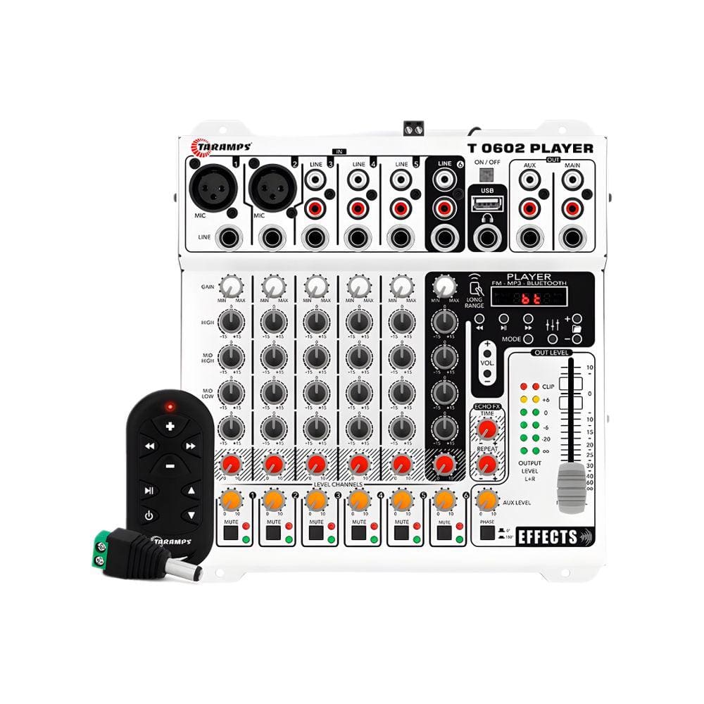 Mesa de Som Taramps T0602 Player Mixer Equalizador Controle