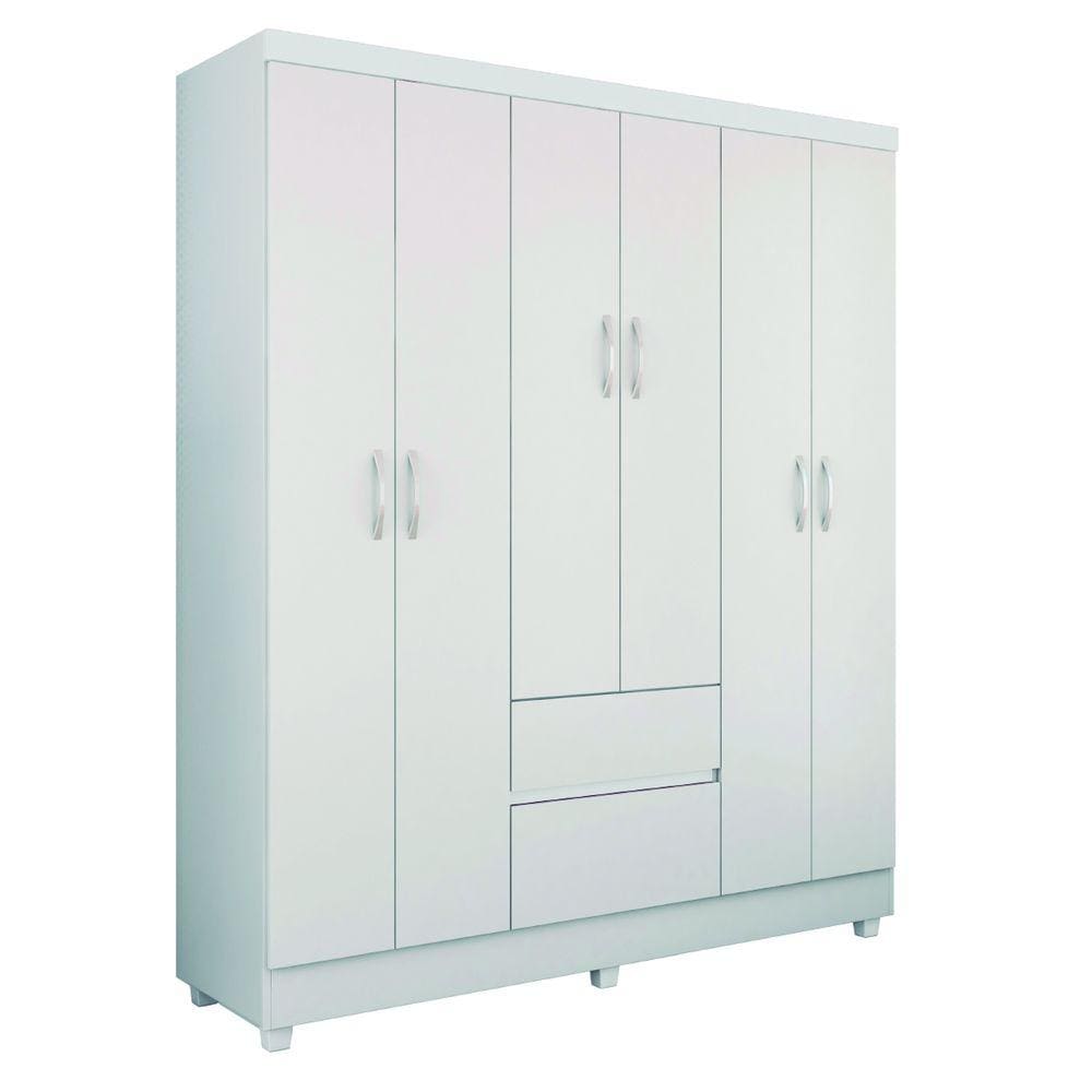 Guarda Roupas Casal 6 portas 2 Gavetas Flash Branco Demobile