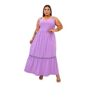 Vestido Longo Alcinha Plus Size Manga Curta 46 48 Renda