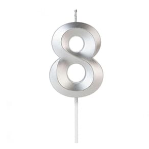 Vela Design Prata Número 8 Silverfestas