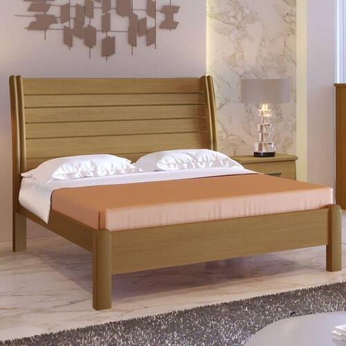 imagem-Cama Casal com Detalhe Ripado - Esmeralda Queen-Cinamomo - Móveis D`Doro - Marrom