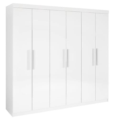imagem-Guarda Roupa Casal 6 Portas 4 Gavetas - Leblon-Branco - Móveis D`Doro