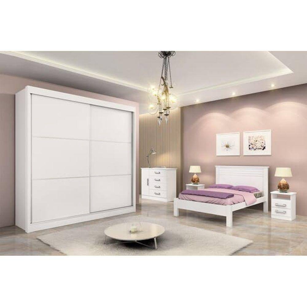 Guarda Roupa Casal 2 Portas 6 Gavetas - Cancun-Branco - Móveis D`Doro