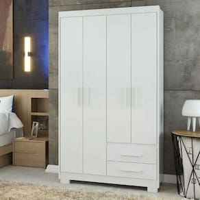 Guarda Roupa Casal 4 Portas 2 Gavetas Primacy Batrol Móveis Branco