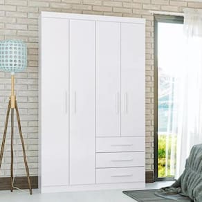 Guarda Roupa Solteiro 4 Portas 3 Gavetas Advantage Batrol Móveis Branco