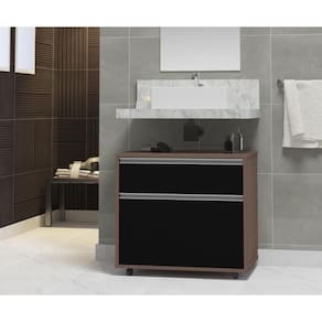 Gabinete para Banheiro com Rodízio 60cm 2 Gavetas Safira Inferior Contarini Preto