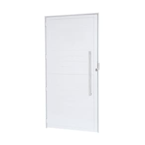 Porta de Alumínio Lambri 210x90cm Batente 4cm Cristal Branca Ramassol