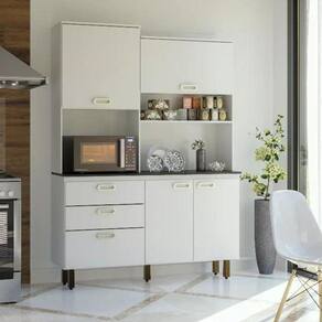 Cozinha Compacta 4 Portas 3 Gavetas Ravena Batrol Móveis Branco