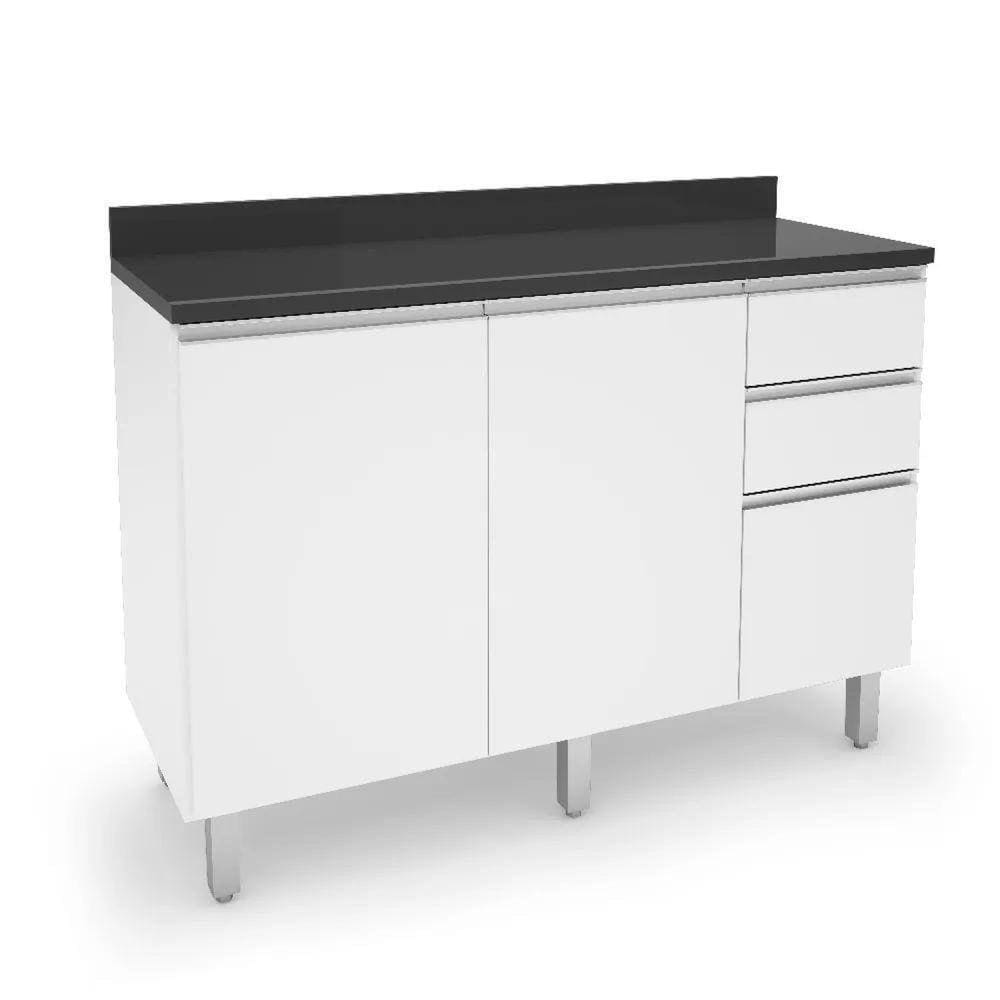 Armário para Cozinha 2 Portas 3 Gavetas Top Class Batrol Móveis Branco