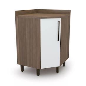 Balcão para Cozinha 1 Porta 90° Evolution Plus Batrol Móveis Tannat/Branco