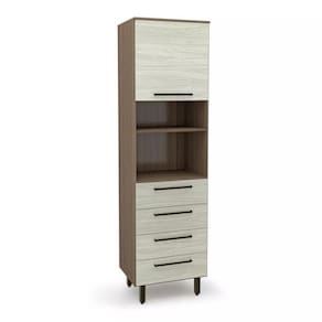 Paneleiro 1 Porta 4 Gavetas Evolution Plus Batrol Móveis Tannat/Legno Crema
