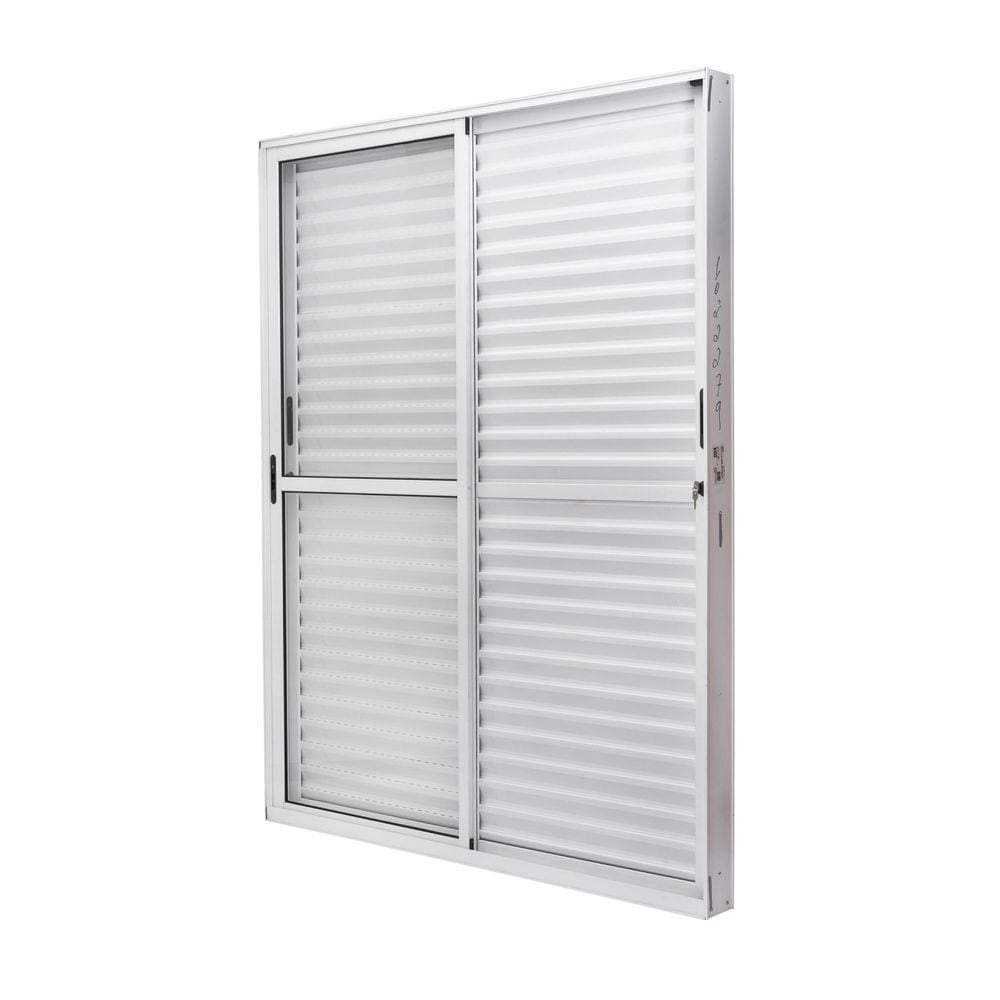Porta de Aluminio Balcão 210x160cm 3 Folhas Vidro Liso e Batente 12,2cm Cristal Ultra Ramassol Branco