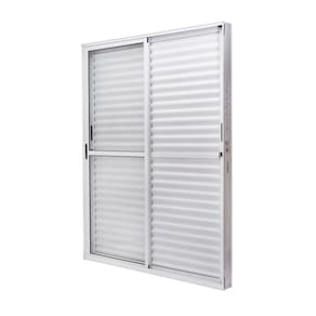 Porta de Aluminio Balcão 210x160cm 3 Folhas Vidro Liso e Batente 12,2cm Cristal Ultra Ramassol Branco