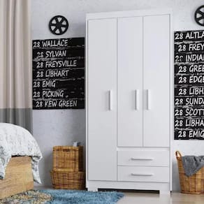 Guarda Roupa Casal 3 Portas 2 Gavetas Primacy Batrol Móveis Branco