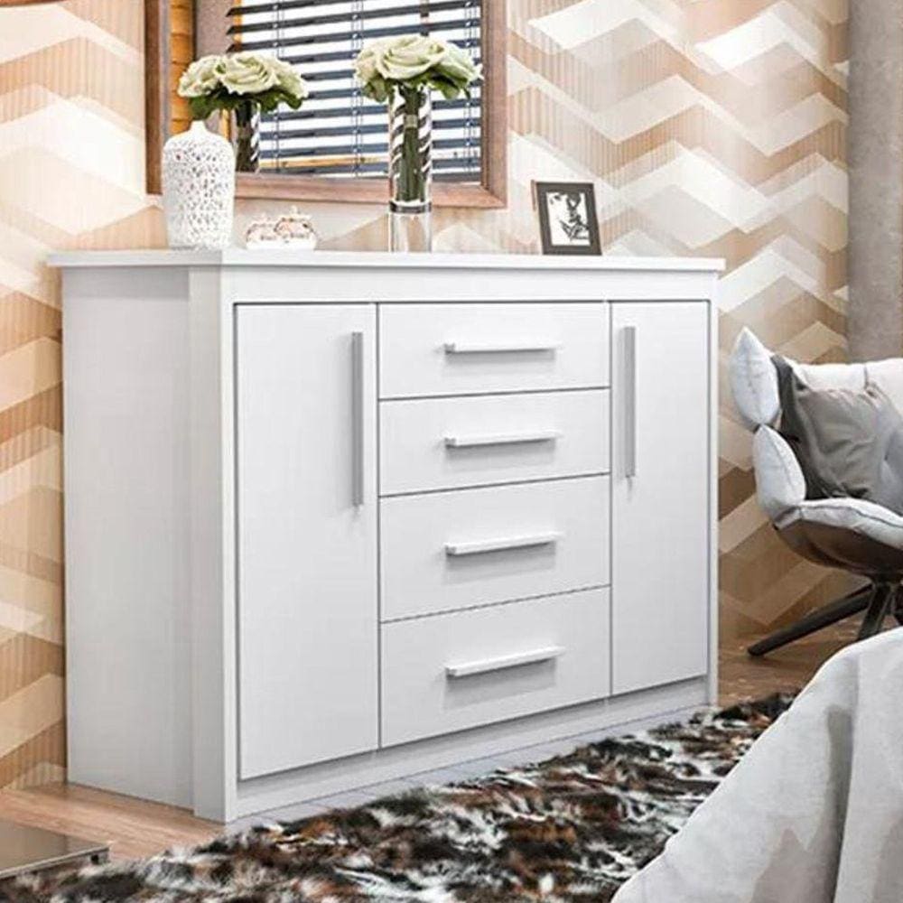 Cômoda 2 Portas 4 Gavetas Elegance Batrol Móveis Branco