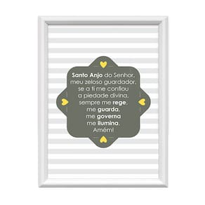 Quadro Decorativo Santo Anjo do Senhor Listrado Amarelo 34x44cm
