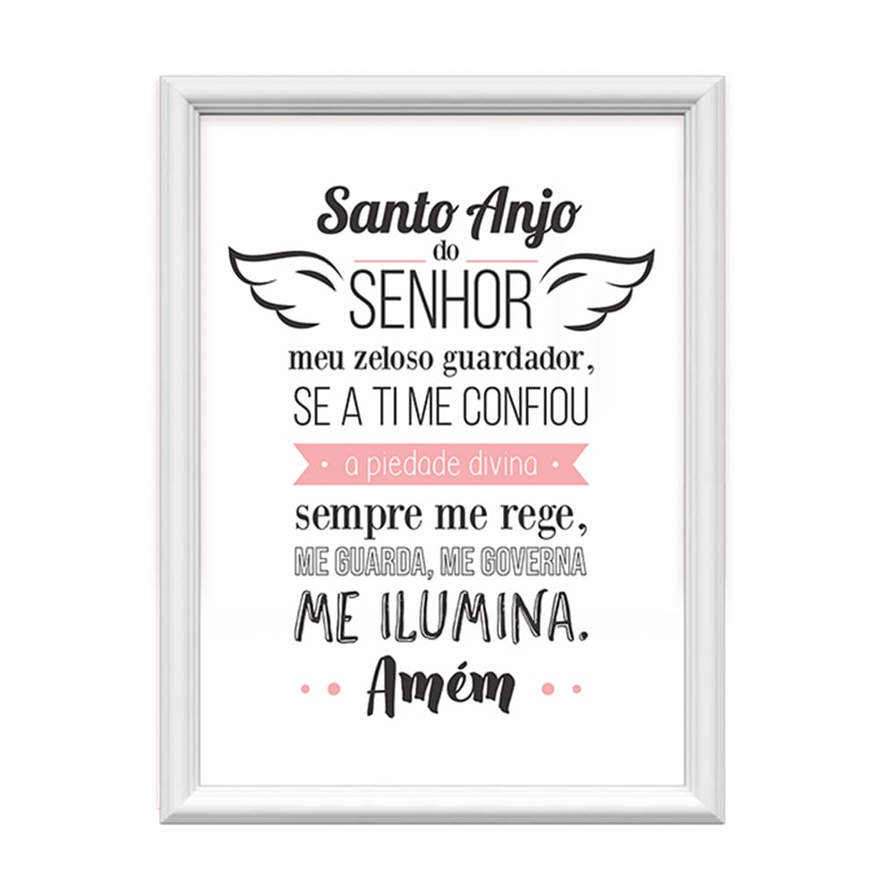 Quadro Decorativo Santo Anjo do Senhor Rosa 34x44cm