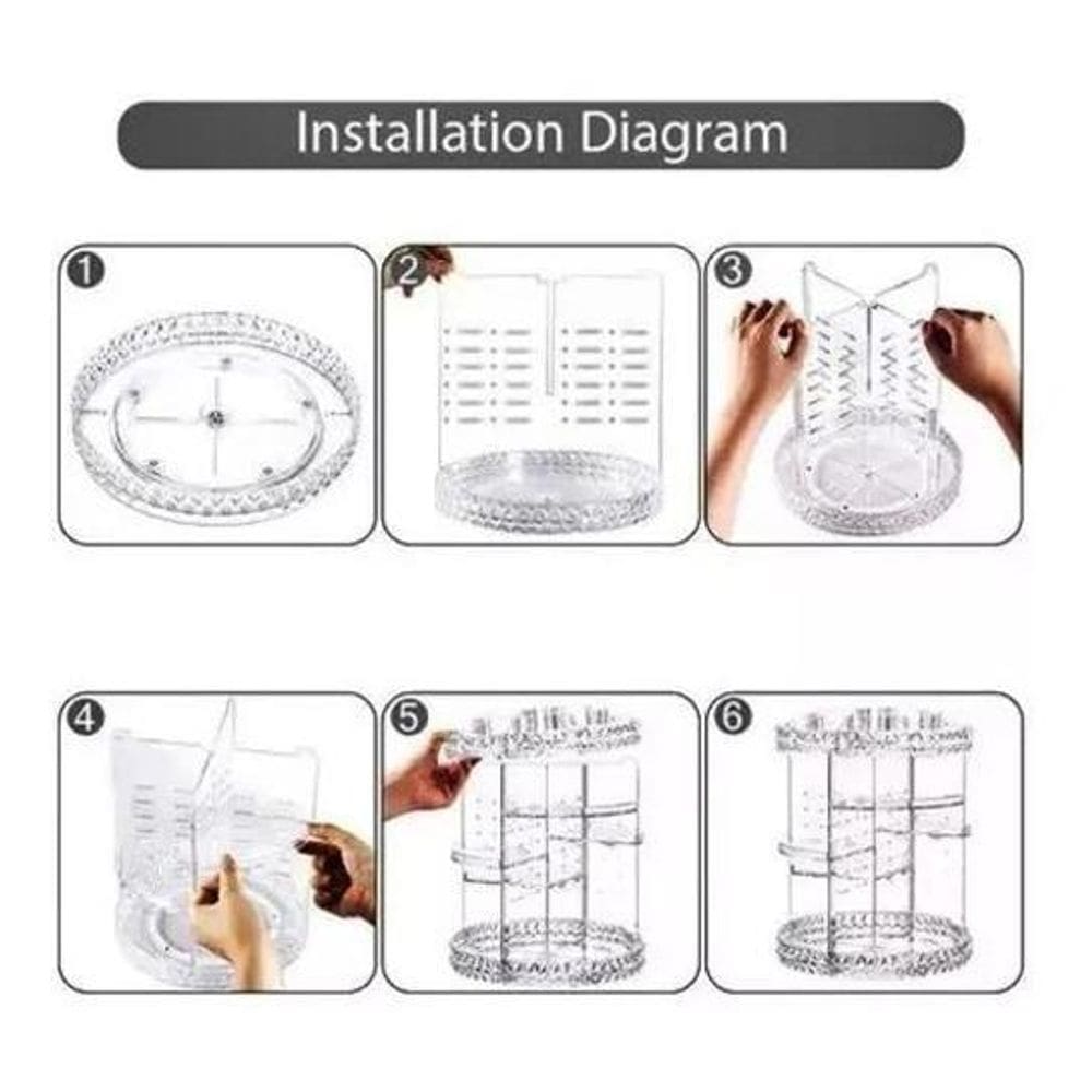 Organizador Giratório 360º Maquiagem - Acrílico 35 X 28 Cm