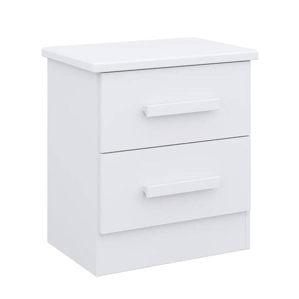 Mesa de Cabeceira com 2 Gavetas - New Athos-Branco - Móveis D`Doro