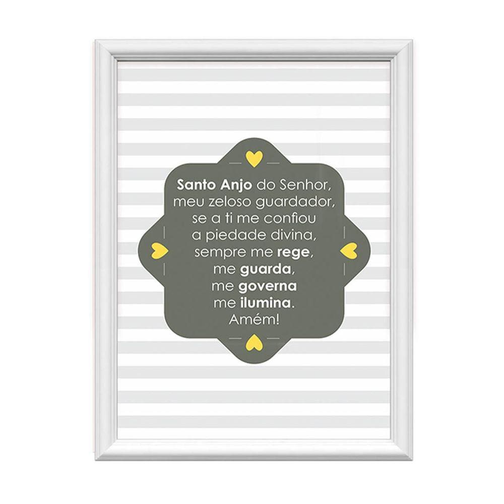 Quadro Decorativo Santo Anjo Do Senhor Listrado Amarelo
