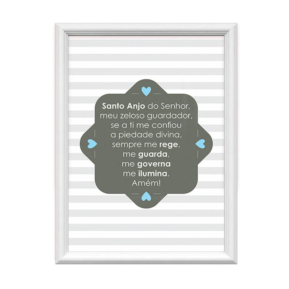 Quadro Decorativo Santo Anjo Do Senhor Listrado Azul 34X44Cm