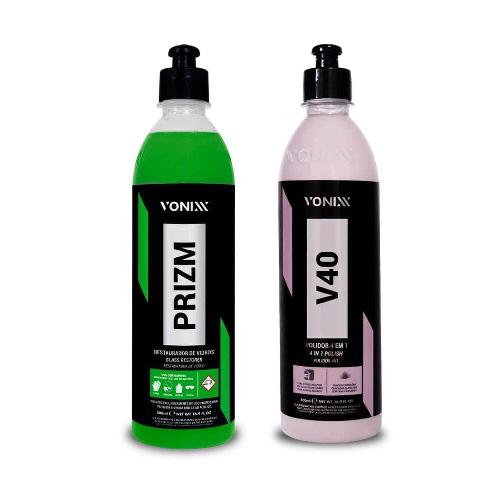 Kit Polidor V40 500ml + Restaurador de Vidros Vonixx