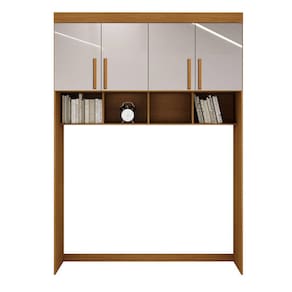 Modulado Aéreo Casal 4 portas prateleira 1,63m - Luna-Nature/Off - Bianchi Móveis