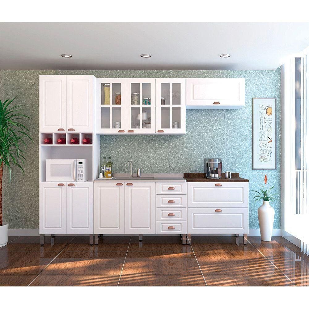Cozinha Modulada 5 Peças Branco Cristal Branco
