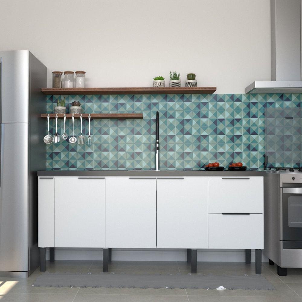 Balcão para Cozinha 3 Portas 3 Gavetas Cisne Cozimax Branco