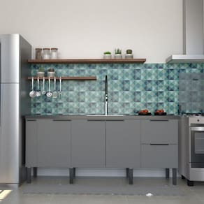 Balcão para Cozinha 3 Portas 3 Gavetas Cisne Cozimax Cinza