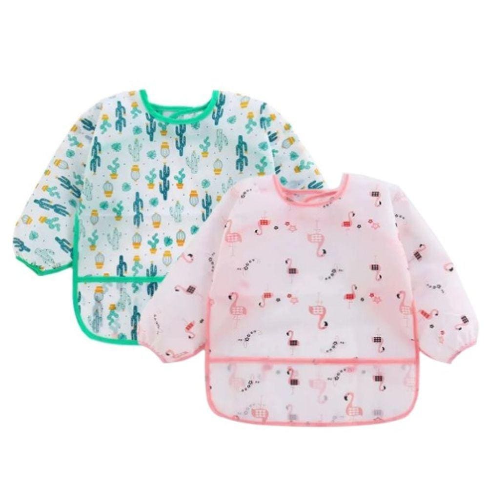 Babador manga longa BLW Kit 2Unds - Flamingo e Cactos