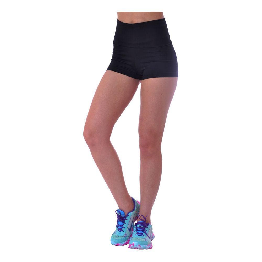 Shorts Curto Preto Fitness Feminina Suplex Cintura Alta PP