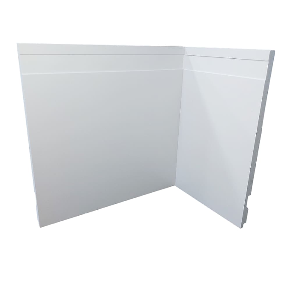 Kit com 5 Barras de Rodapé de Poliestireno Frisado - Branco - 20cm de altura (20x1x240cm)