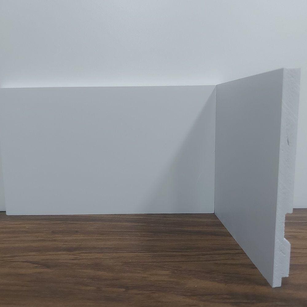 Kit com 5 Barras de Rodapé de Poliestireno Liso - Branco - 12cm de altura  (12x1x240cm)
